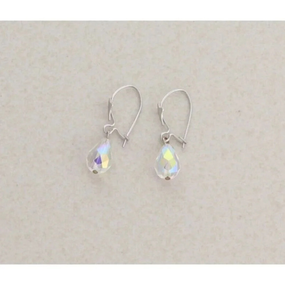 Unbranded Jewelry - 14k White Gold Crystal Dangle Drop Earrings